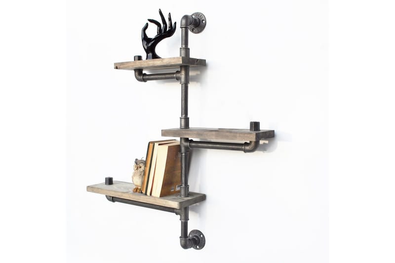 Evila Vegghylle Rør/Tre 3 Hyller - Oppbevaring - Hylle - Vegghylle