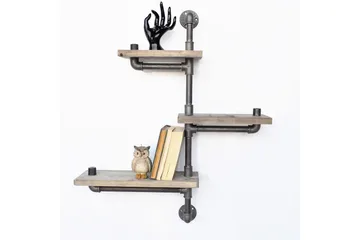 Evila Vegghylle Rør/Tre 3 Hyller - Oppbevaring - Hylle - Vegghylle