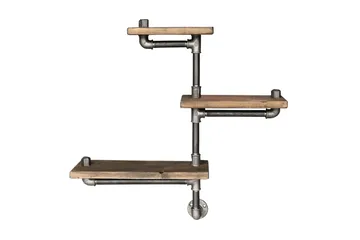 Evila Vegghylle Rør/Tre 3 Hyller - Oppbevaring - Hylle - Vegghylle