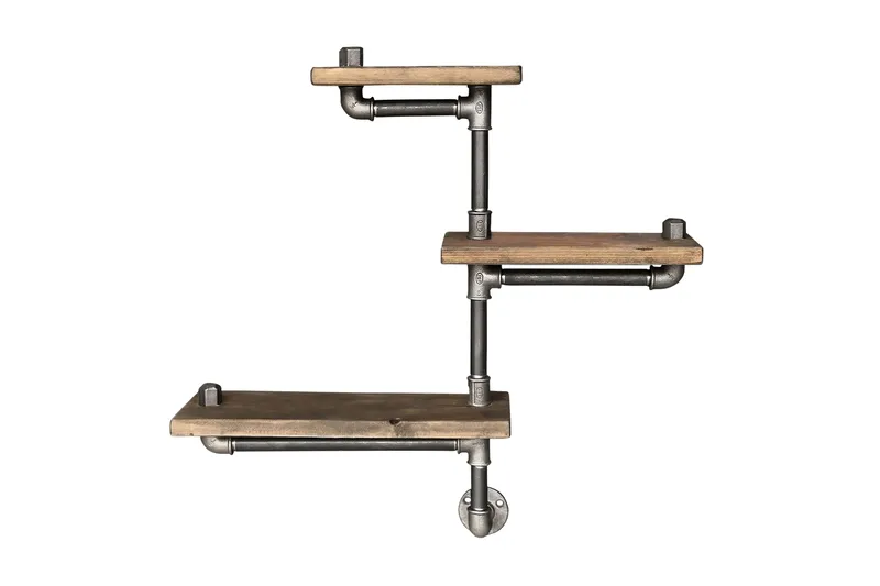 Evila Vegghylle Rør/Tre 3 Hyller