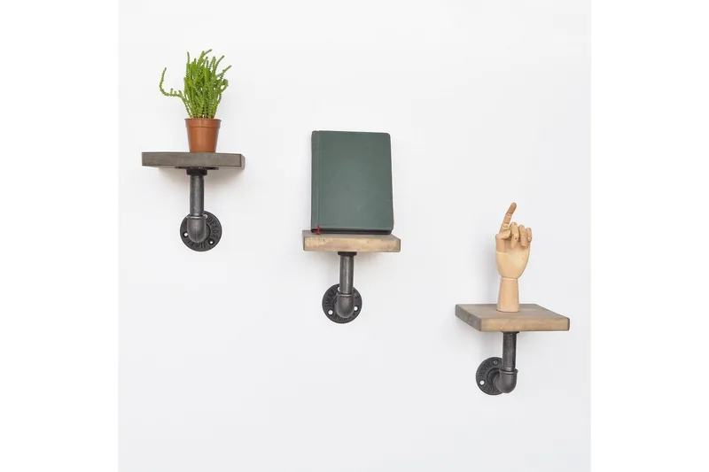 Evila Vegghylle Rør/Tre Liten 3-pk - Oppbevaring - Hylle - Vegghylle