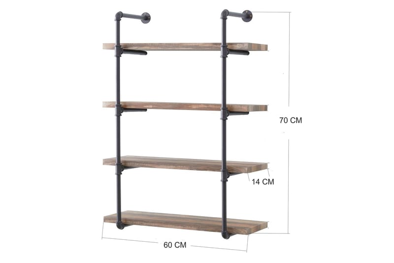 Evila Vegghylle Rør/Tre - Oppbevaring - Hylle - Vegghylle