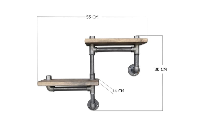 Evila Vegghylle Rør/Tre - Oppbevaring - Hylle - Vegghylle