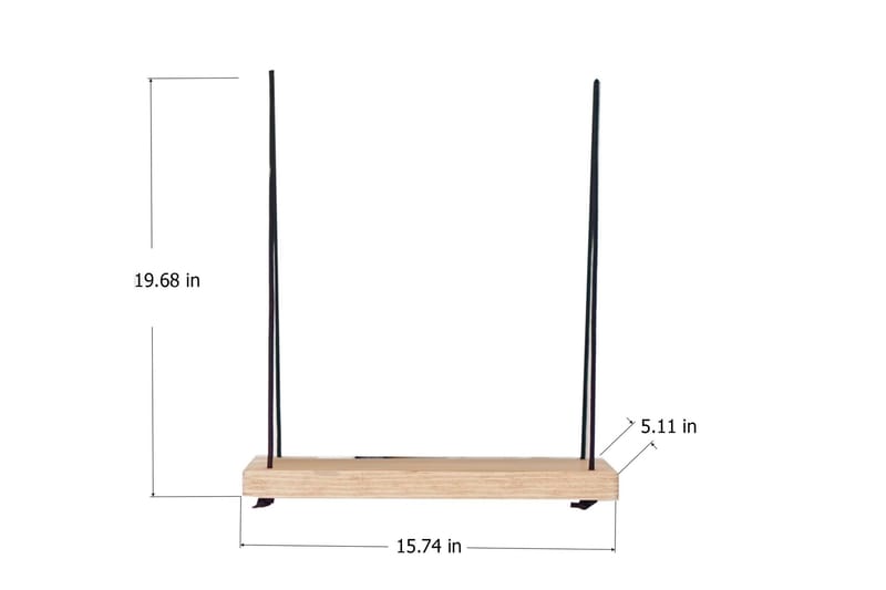Evila Veggshylle med Tau 40 cm i Tre med Eikeutseende - Beige - Oppbevaring - Hylle - Vegghylle
