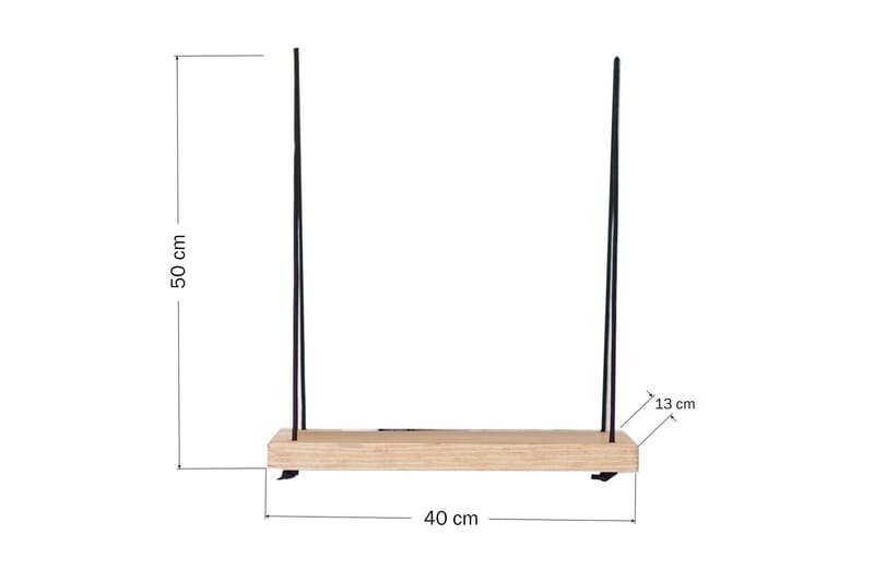 Evila Veggshylle med Tau 40 cm i Tre med Eikeutseende - Beige - Oppbevaring - Hylle - Vegghylle