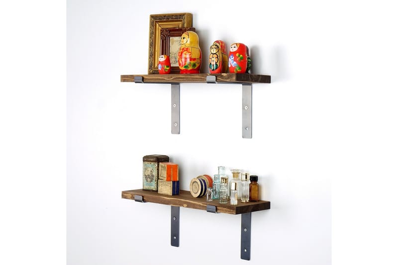 Fercho Vegghylle 40 cm - Svart / Valnøtt - Oppbevaring - Hylle - Vegghylle