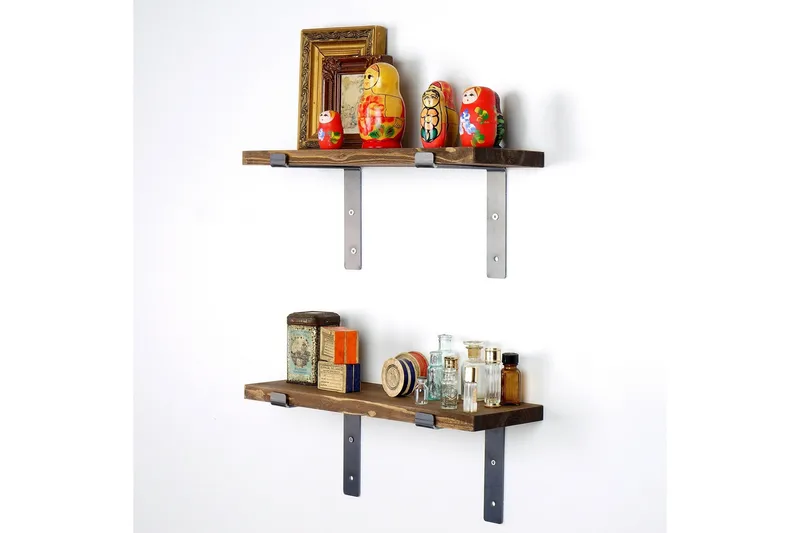 Fercho Vegghylle 40 cm - Svart / Valnøtt - Oppbevaring - Hylle - Vegghylle