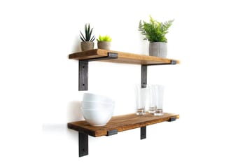 Fercho Vegghylle 40 cm - Svart / Valnøtt - Oppbevaring - Hylle - Vegghylle