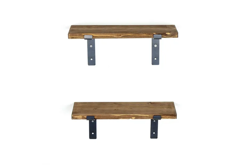 Fercho Vegghylle 40 cm - Svart / Valnøtt - Oppbevaring - Hylle - Vegghylle