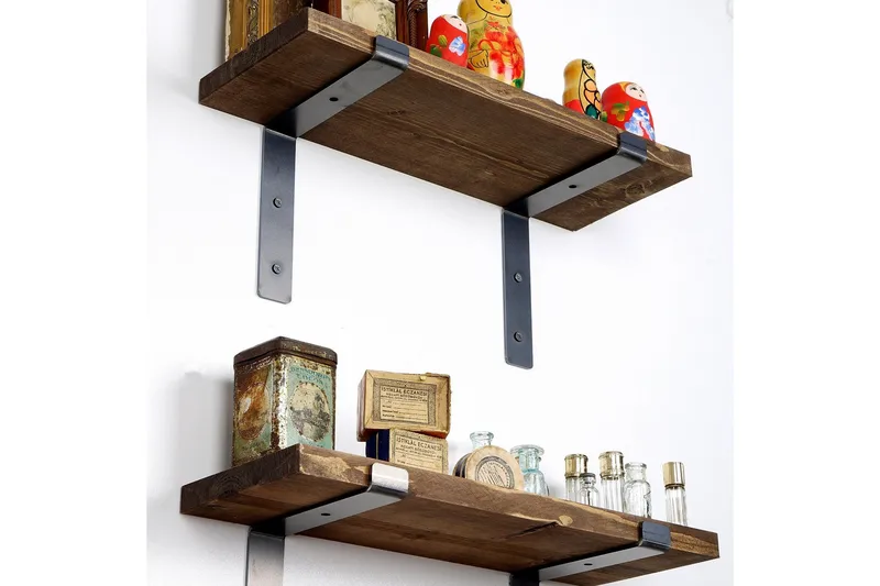 Fercho Vegghylle 40 cm - Svart / Valnøtt - Oppbevaring - Hylle - Vegghylle