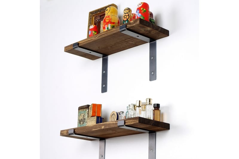 Fercho Vegghylle 40 cm - Svart / Valnøtt - Oppbevaring - Hylle - Vegghylle