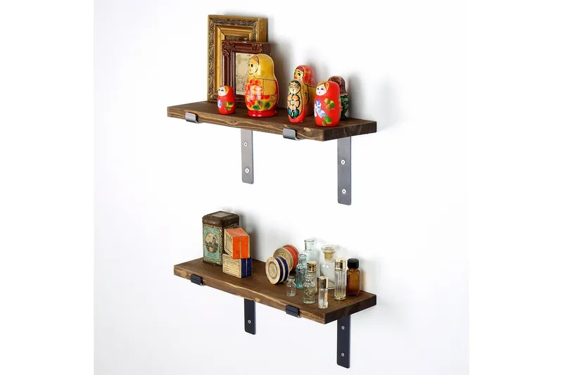 Fercho Vegghylle 40 cm - Svart / Valnøtt - Oppbevaring - Hylle - Vegghylle