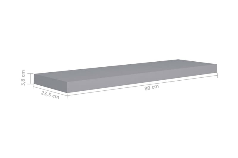 Flytende vegghylle grå 80x23,5x3,8 cm MDF - Vegghylle - Vegghengt oppbevaring