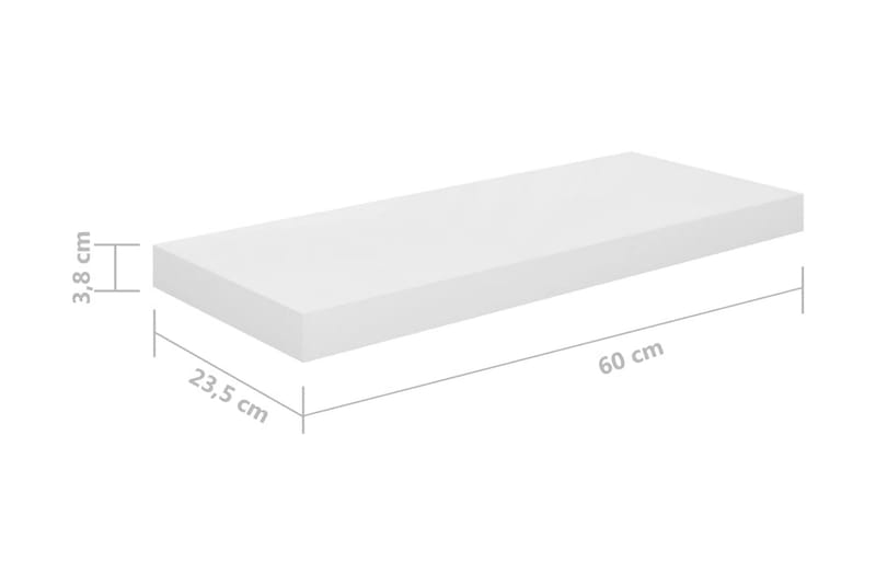 Flytende vegghylle høyglans hvit 60x23,5x3,8 cm MDF - Vegghylle - Vegghengt oppbevaring
