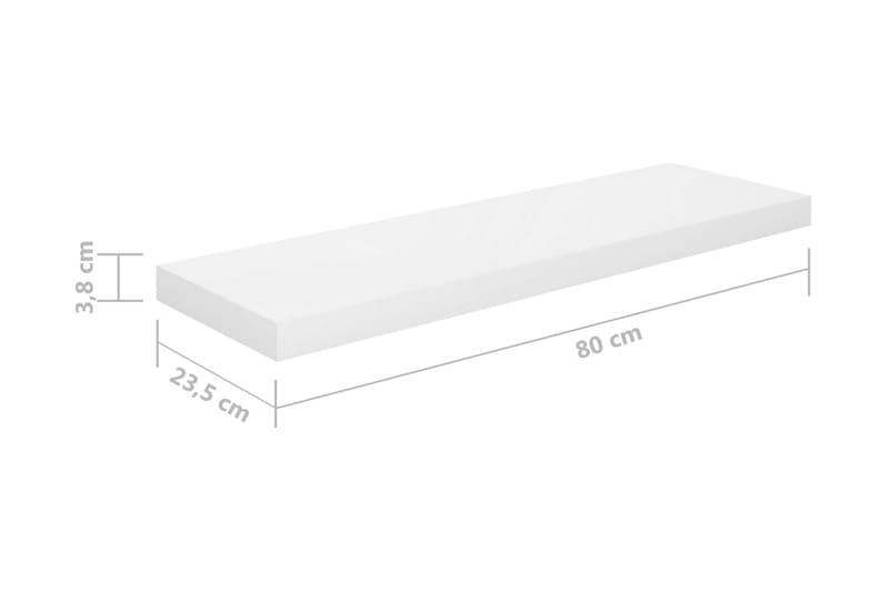 Flytende vegghylle høyglans hvit 80x23,5x3,8 cm MDF - Vegghylle - Vegghengt oppbevaring
