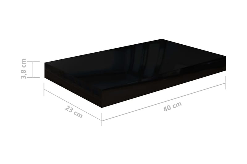 Flytende vegghylle høyglans svart 40x23x3,8 cm MDF - Vegghylle - Vegghengt oppbevaring