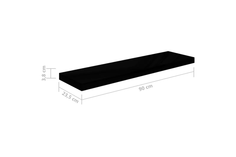 Flytende vegghylle høyglans svart 90x23,5x3,8 cm MDF - Vegghylle - Vegghengt oppbevaring