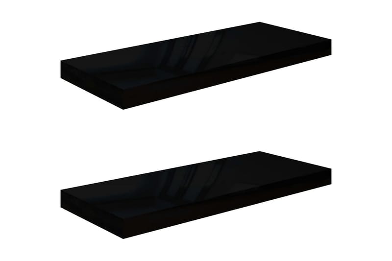 Flytende vegghyller 2 stk høyglans svart 60x23,5x3,8 cm MDF - Vegghylle - Vegghengt oppbevaring