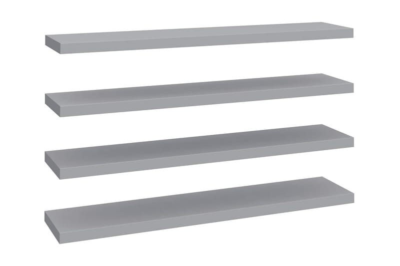 Flytende vegghyller 4 stk grå 120x23,5x3,8 cm MDF - Grå - Vegghylle - Vegghengt oppbevaring