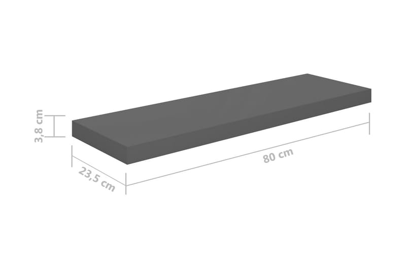 Flytende vegghyller 4 stk høyglans grå 80x23,5x3,8 cm MDF - Vegghylle - Vegghengt oppbevaring