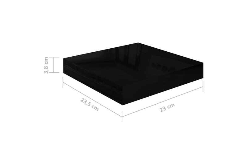 Flytende vegghyller 4 stk høyglans svart 23x23,5x3,8 cm MDF - Vegghylle - Vegghengt oppbevaring