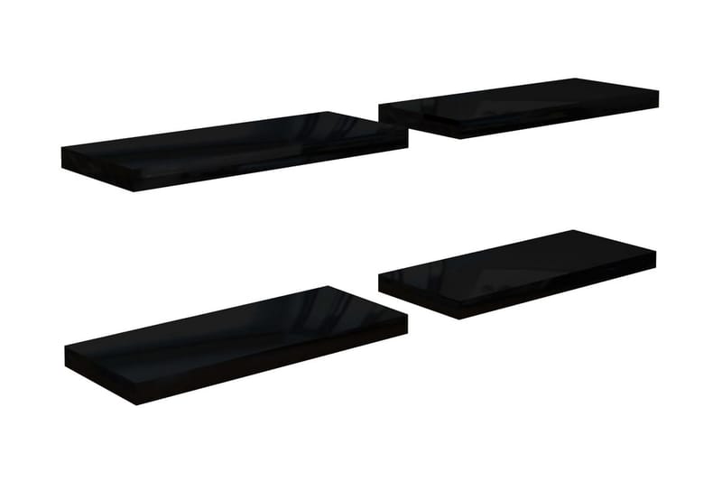 Flytende vegghyller 4 stk høyglans svart 60x23,5x3,8 cm MDF - Vegghylle - Vegghengt oppbevaring