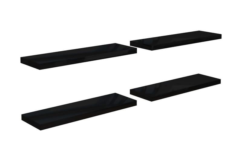 Flytende vegghyller 4 stk høyglans svart 80x23,5x3,8 cm MDF - Vegghylle - Vegghengt oppbevaring