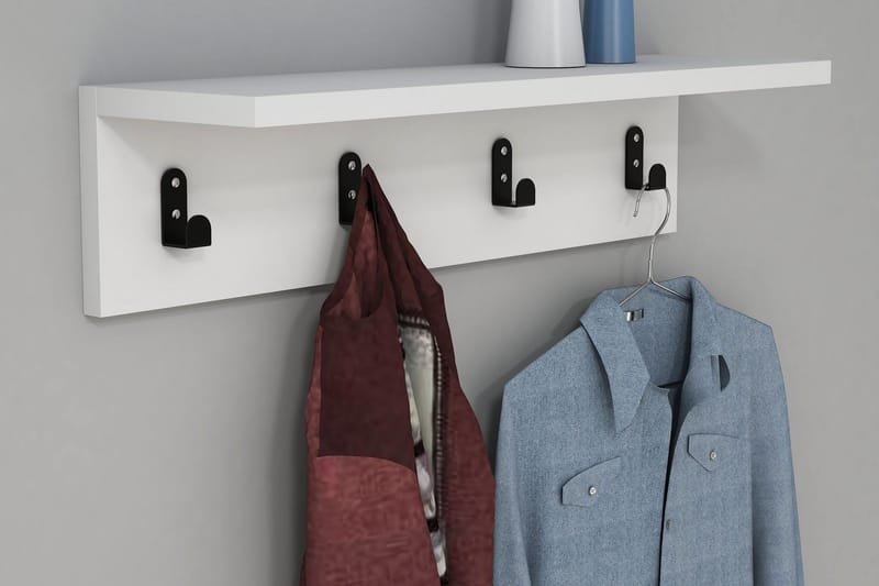 Gersby Vegghylle 60 cm - Hvit - Oppbevaring - Kles oppbevaring - Kleshengere & knaggrekker - Knagger