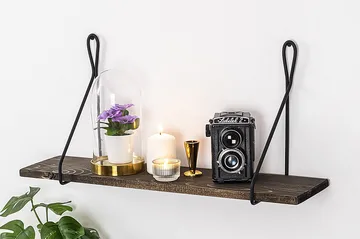 Gokse Vegghylle 15x60 cm - Svart / Valnøtt - Oppbevaring - Hylle - Vegghylle