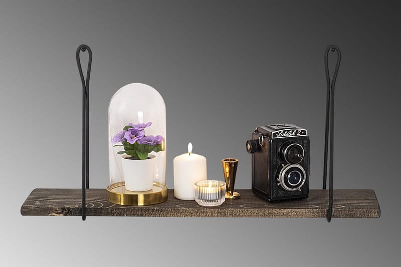 Gokse Vegghylle 15x60 cm - Svart / Valnøtt - Oppbevaring - Hylle - Vegghylle