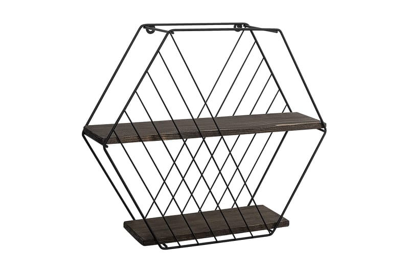 Gullugso Vegghylle 15x60 cm 2- pk, Svart / Valnøtt