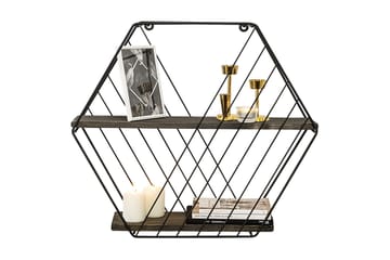 Gullugso Vegghylle 15x60 cm 2- pk - Svart / Valnøtt - Oppbevaring - Hylle - Vegghylle