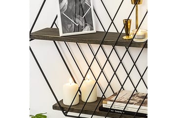 Gullugso Vegghylle 15x60 cm 2- pk - Svart / Valnøtt - Oppbevaring - Hylle - Vegghylle