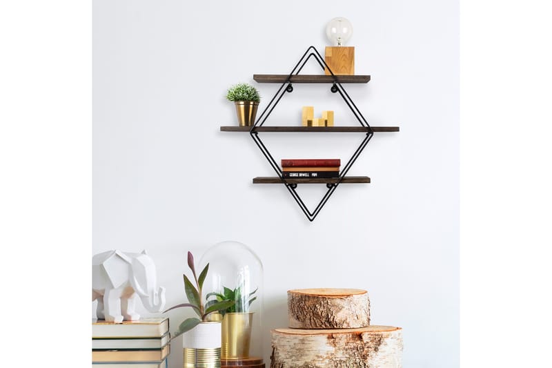 Gylden lakk Vegghylle 60x15 cm 3 Hyller - Oppbevaring - Hylle - Vegghylle