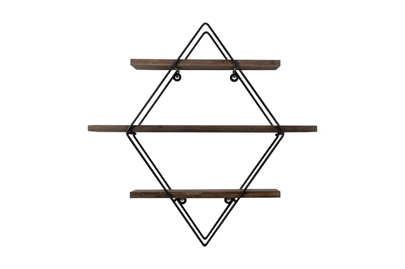 Gylden lakk Vegghylle 60x15 cm 3 Hyller