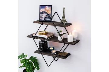 Gylden lakk Vegghylle 60x15 cm 3 Hyller - Oppbevaring - Hylle - Vegghylle