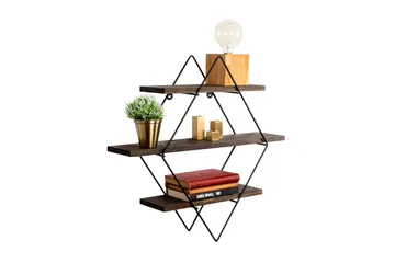 Gylden lakk Vegghylle 60x15 cm 3 Hyller - Oppbevaring - Hylle - Vegghylle