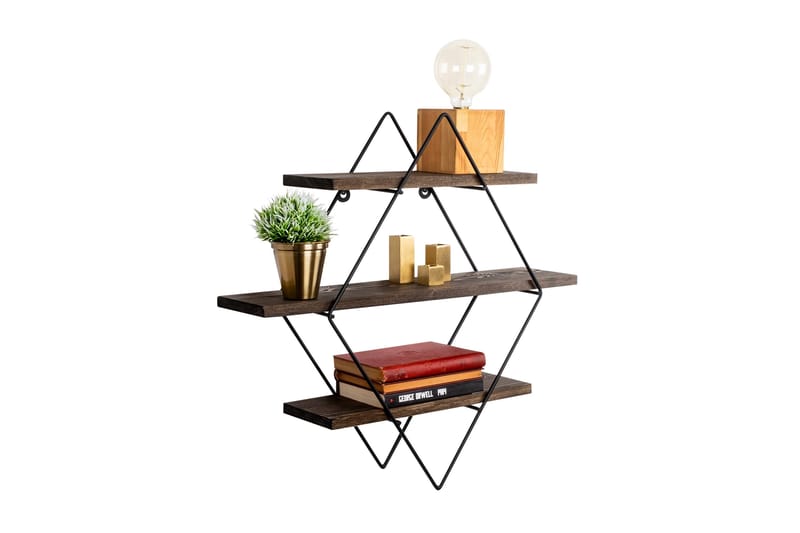 Gylden lakk Vegghylle 60x15 cm 3 Hyller - Oppbevaring - Hylle - Vegghylle