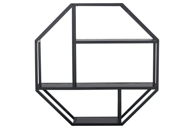 Hasslevik Vegghylle 77x20 cm 4 Hyller - Svart/Matt Svart - Oppbevaring - Hylle - Vegghylle