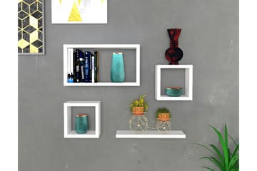 Havzan Vegghylle 44x15 cm 4 Hyller - Hvit - Oppbevaring - Hylle - Vegghylle