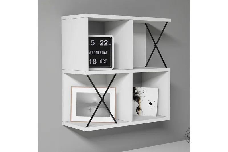 Hovdane Vegghylle 60 cm, Hvit/Svart