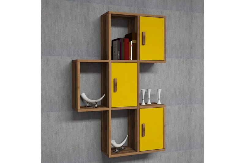 Hovdane Vegghylle 75 cm - Brun/Gul - Oppbevaring - Hylle - Vegghylle