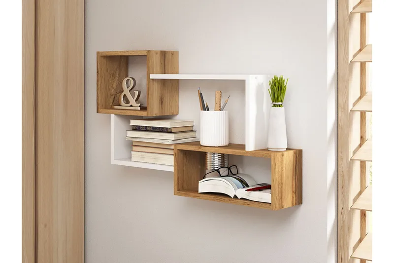 Hylle 87 cm - Natur|Hvit - Oppbevaring - Hylle - Vegghylle