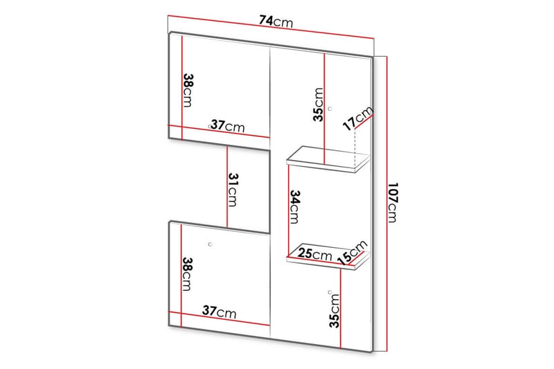 Hylle - Svart|Eik - Oppbevaring - Hylle - Vegghylle