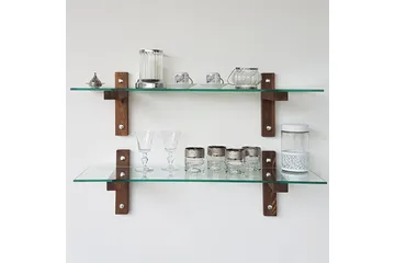 Ilano Vegghylle 85 cm - Brun/Glas - Oppbevaring - Hylle - Vegghylle