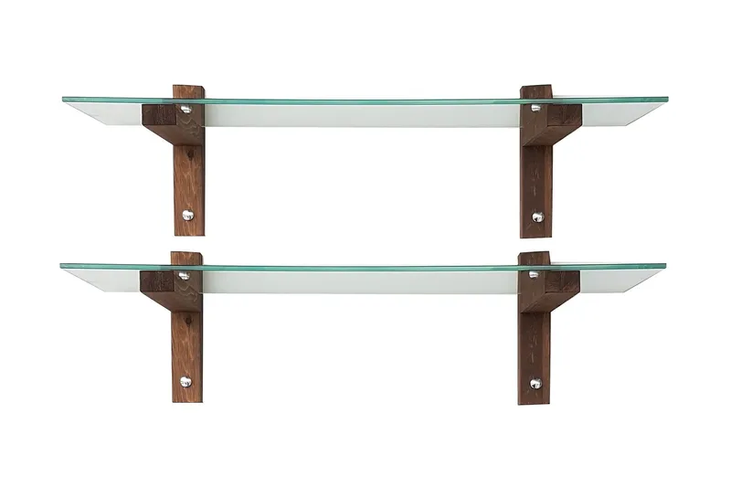 Ilano Vegghylle 85 cm - Brun/Glas - Oppbevaring - Hylle - Vegghylle