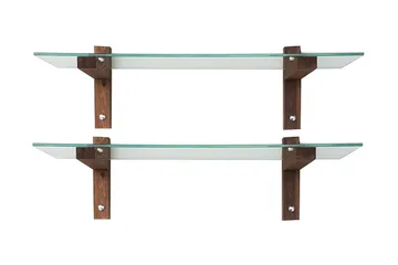 Ilano Vegghylle 85 cm - Brun/Glas - Oppbevaring - Hylle - Vegghylle