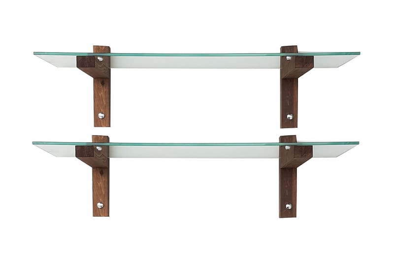 Ilano Vegghylle 85 cm - Brun/Glas - Oppbevaring - Hylle - Vegghylle