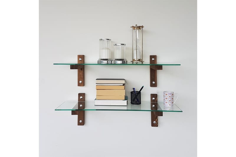 Ilano Vegghylle 85 cm - Brun/Glas - Oppbevaring - Hylle - Vegghylle