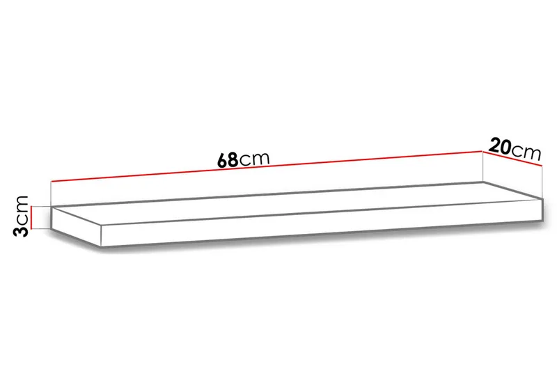 Ines Hylle 20x68 cm - Svart - Oppbevaring - Hylle - Vegghylle